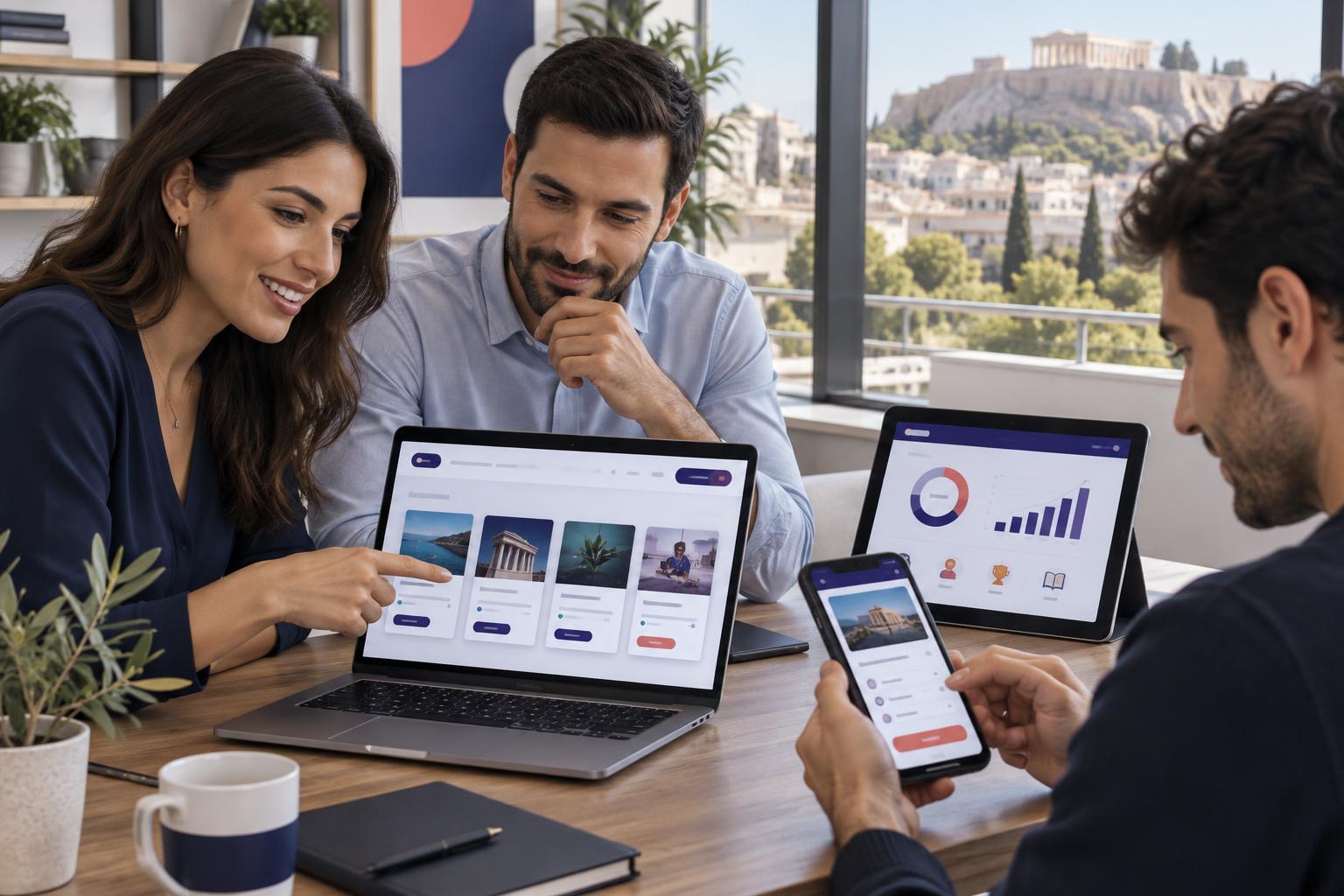 Greek professionals using eLearning, microlearning and LMS analytics across devices