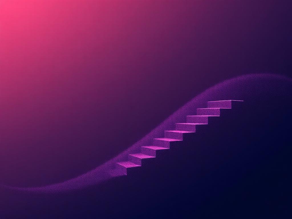 Abstract stairs rising out of a fading curve